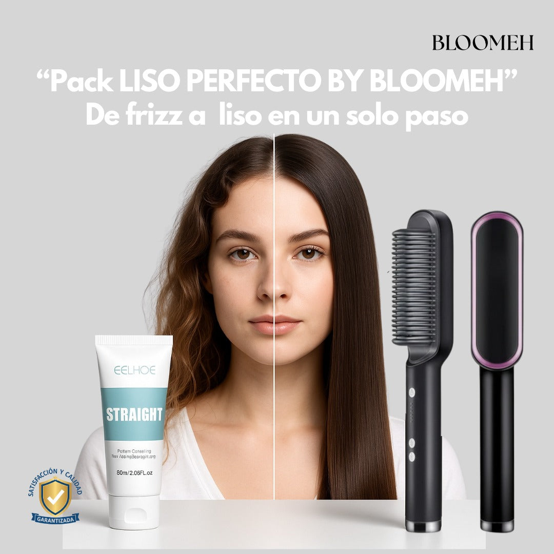 Transforma tu cabello rebelde en liso, sin frizz y con brillo desde casa en minutos - Pack Bloomeh