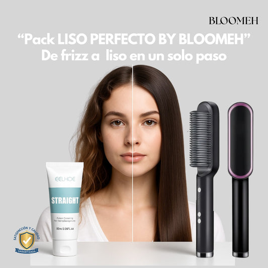 Transforma tu cabello rebelde en liso, sin frizz y con brillo desde casa en minutos - Pack Bloomeh